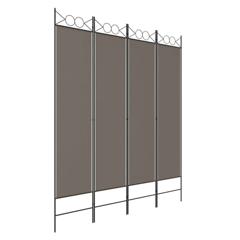 vidaXL 4-Panel Room Divider - Anthracite Colored, Foldable, 63"x78.7" Fabric, Versatile and Durable Space Divider Perfect for Privacy and Sunblock
