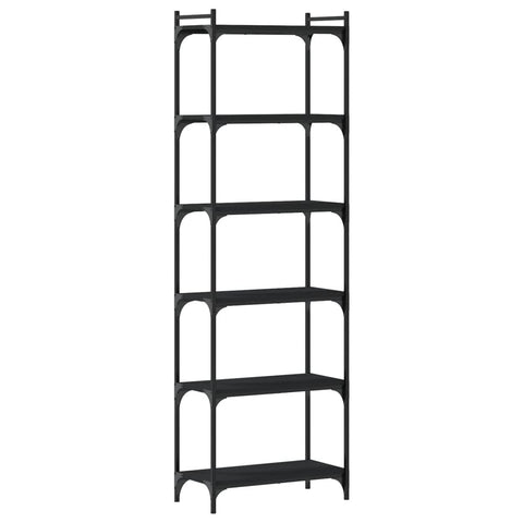 vidaXL Black 6-Tier Industrial-Style Bookcase - Made of Engineered Wood and Metal Frame - 23.6x11.8x74 inches