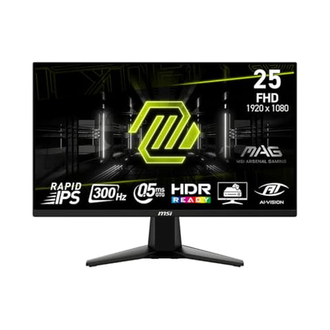 msi MAG 255XF 25-inch 1920 x 1080 (FHD) Curved Monitor, 300Hz, HDMI, DisplayPort, VGA Port, VESA Mountable, Tilt, Speaker, Slim Bezel, 0.5ms, Black