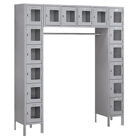 Salsbury Industries Assembled 6-Tier Box Style Standard Bridge See-Through Metal Locker with 16 Boxes, 18-Inch Deep, Gray