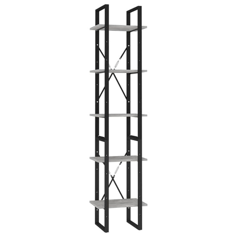 vidaXL Bookshelf Storage Shelf Unit Book Cabinet - Concrete Gray Engineered Wood - 5 Shelves - Freestanding - Modern Industrial Design - Combination High and Low Cabinets -15.7"x11.8"x41.3"/27.6"