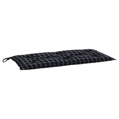vidaXL Black Checkered Garden Bench Cushion - Oxford Fabric with Hollow Fiber Filling for Outdoor and Indoor Use, Non-Slip Design, 39.4"x19.7"x2.8"