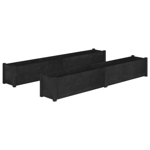 vidaXL Solid Wood Pine Garden Planters - Pair of Outdoor Flower Boxes, Black, Durable and Weather-Resistant, Assembly Required - 78.7"x12.2"x12.2"