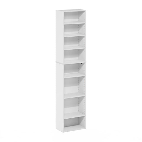 Furinno Indo DVD Shelf, 8-Tier CD Rack, Media Shelf with Adjustable Shelves, DVD Storage Cabinets for CD Blueray Game Disc, Easy Assembly, for Living Room, Home Office, White