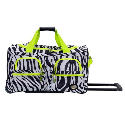 Rockland Rolling Duffel Bag, Lime Zebra, 22"