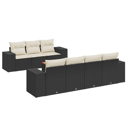 vidaXL Patio Sofa Set with Cushions 8 Piece, Outdoor Conversation Set with Storage, Patio Furniture Set, Modern Style, Black Poly Rattan