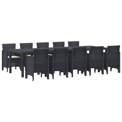 vidaXL Garden Dining Set with Cushion 11 pcs Anthracite and Cream, Outdoor Dining Set for Garden and Patio, Stylish, Tough, Weatherproof Polypropylene, Perfect for Summer