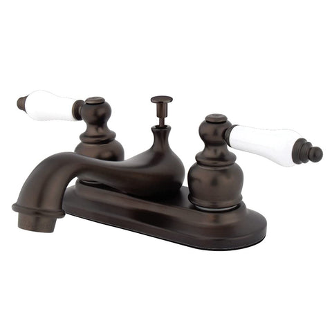 Kingston Brass KB605PL Restoration 4-Inch Centerset Lavatory Faucet with Porcelain Lever Handle, Oil Rubbed Bronze , Oil-Rubbed Bronze