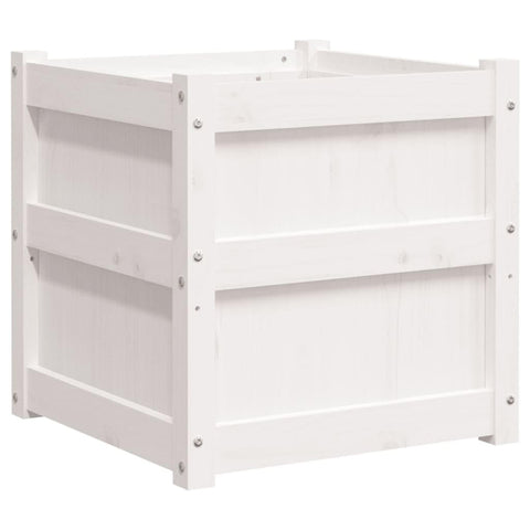 vidaXL Garden Planter Decorative Outdoor Flower Box in White Solid Pine Wood â€“ Perfect for Patio, Balcony, and Garden â€“ 19.7" x 19.7" x 19.7"