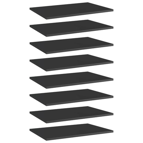 vidaXL High Gloss Black Bookshelf Boards, Solid Engineered Wood, 23.6"x15.7"x0.6", Perfect for Additional Storage or Replacement - Set of 8