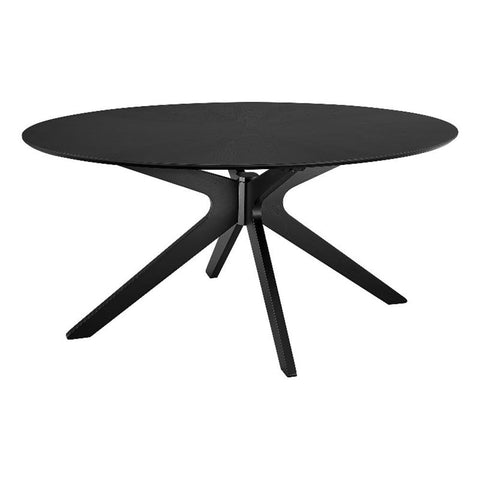 Modway Crossroads 63" Oval Wood Dining Table, Wood Veneer, Seats 6, Easy to Assemble in Black
