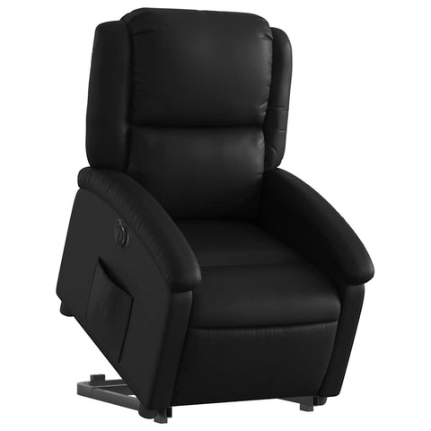 vidaXL Black Faux Leather Electric Recliner Chair - Power Lift, Adjustable Backrest and Footrest, Comfort Armchair for Living Room and Lounge