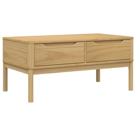 vidaXL Modern Solid Pine Wood Coffee Table with Storage Drawers Wax Brown Finish Indoor Use Stylish Rectangular Design for Living Room & Hallway 39X21.9X17.7 in Side Sofa Couch Center Accent End Tea