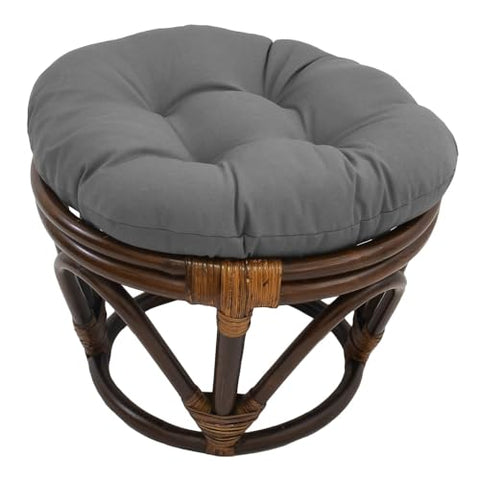 International Caravan Furniture Piece Rattan Footstool with Twill Cushion