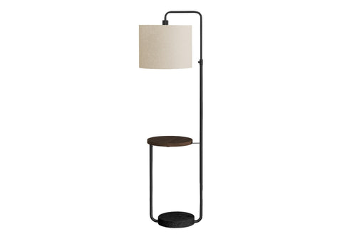 Monarch Specialties 9753 Port Included, Black Cream Shade, Contemporary Lighting 67" H Floor Lamp Metal Ivory USB, 18" L x 15" W x 57" H
