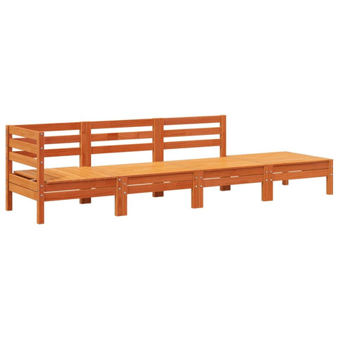 vidaXL Patio Sofa 4-Seater - Wax Brown Pine Wood Outdoor Furniture for Garden, Terrace, Deck - Modular and Comfortable Lounge Seating