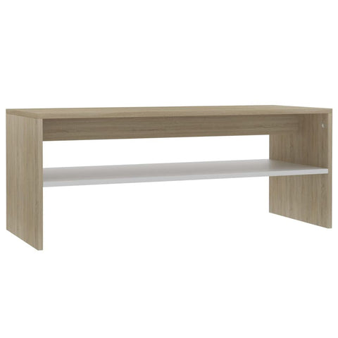 vidaXL Coffee Table with Shelf - Elegantly Designed Living Room Centerpiece - Constructed from Engineered Wood - Multifunctional White and Sonoma Oak Coffee Table.