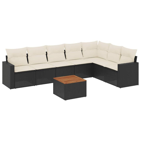 vidaXL Patio Sofa Set with Cushions 8 Piece, Outdoor Conversation Set with Storage, Patio Furniture Set, Modern Style, Black Poly Rattan
