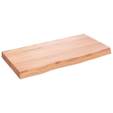vidaXL Wall-Mounted Shelf, Handmade Solid Wood with Varnish Finish, Versatile for Bathroom or Office - Light Brown Oak, 6.7"x15.7"x2.4"