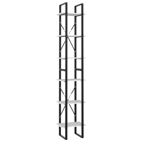 vidaXL Bookshelf, 6-Tier Book Cabinet Open Bookcase, Wall Bookshelf for Living Room, Freestanding Shelving Unit, Modern Style, White Engineered Wood