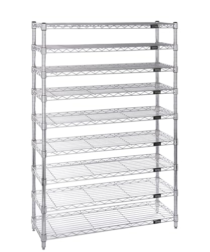 Quantum Storage Systems WR9-36180CL Bin Wire Shelving System, Carbon Steel, Chrome with Clear Bins