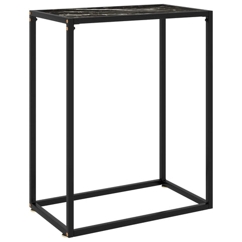 vidaXL Console Table Black Tempered Glass, Powder-Coated Steel