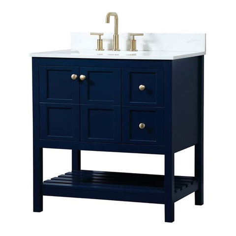 Elegant Decor Theo 32" MDF Single Bathroom Vanity with Backsplash in Blue