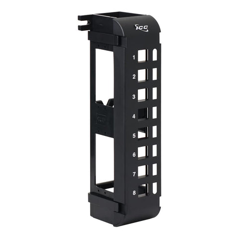 ICC 8 Port Blank Keystone Patch Panel with 89U Wall Mount Bracket, Works with Wide and Slim Profile Keystone Jacks (Sold Separately), UL Listed, Black, IC107BP8VB