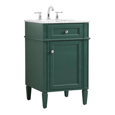 Elegant Decor Park Avenue 21" Metal MDF Marble Single Bathroom Vanity in Green
