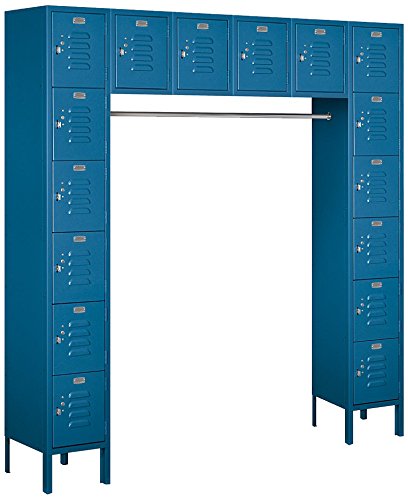 12 Inch Wide Six Tier Box Style Bridge Standard Metal Locker - 16 Box - 18 Inches Deep - Blue - Unassembled