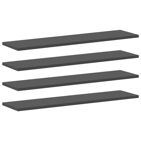 vidaXL Modern Engineered Wood Bookshelf Boards - Gray - Additional Storage Solution, 4 Pcs Set, 31.5"x7.9"x0.6"