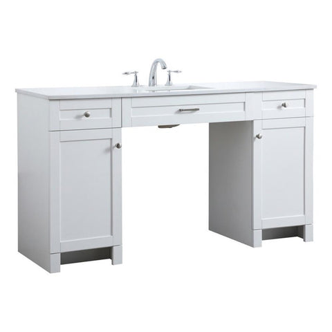 Elegant Kitchen and Bath Cooper 60" Solid Wood Bathroom Vanity in White