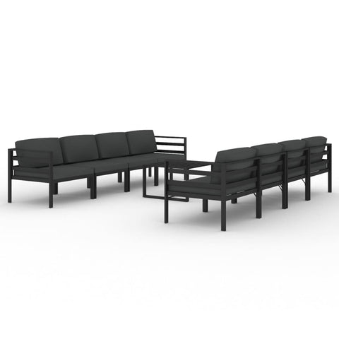 vidaXL Patio Lounge Set 9 Piece, Patio Furniture Set for Outside Garden, Sectional Sofa with Cushions, Corner Sofa, Aluminum Anthracite