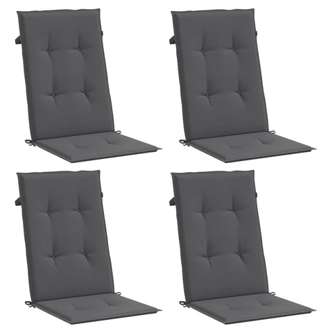 vidaXL Chair Cushion 4 Pcs, Garden High Back Chair Cushion, Water Repellent Seat Pad with Non-Slip Elastic Back for Garden Terrace, Anthracite Fabric