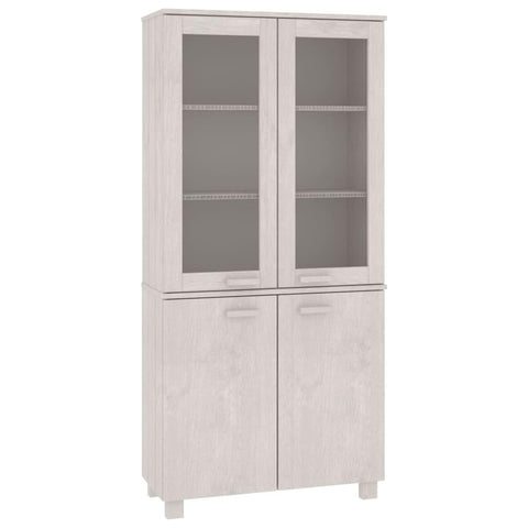 vidaXL Solid Pine Wood and MDF Highboard Hamar Collection in White â€“ Ample Storage Side Cabinet with Shelves and Doors for Spacious Interior Organization