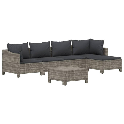 vidaXL Garden Lounge Set Grey PE Rattan, Powder-Coated Steel Large