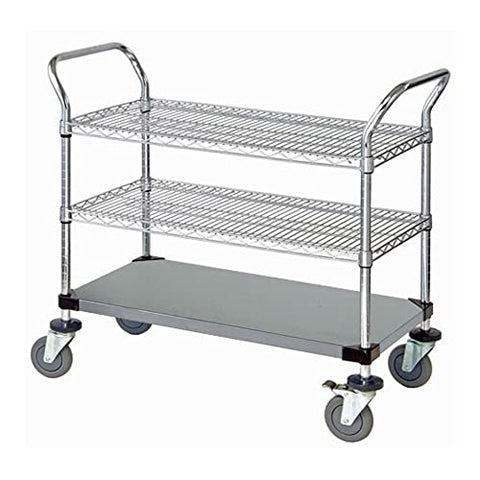 UTILITY CART 2 WIRE 1 SOLID SHELF STAINLESS