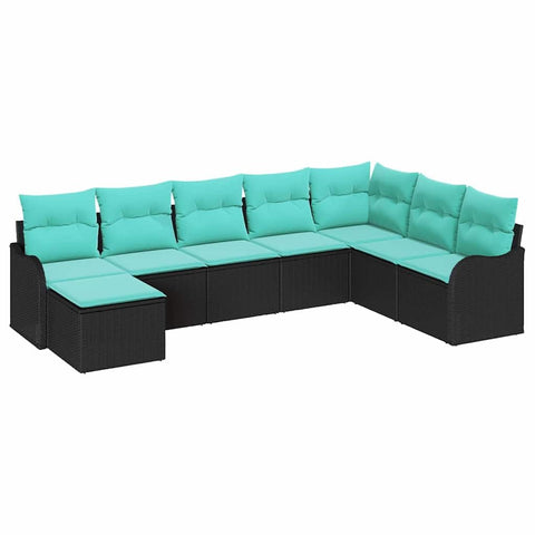 vidaXL Garden Sofa Set 8 pcs Black Poly rattan, Stylish outdoor lounge set, modern look, sturdy rattan, easy to move, UV-resistant for all seasons