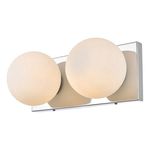Living District Jaylin 2-Light Iron & Glass Bath Sconce in Chrome/Frosted White