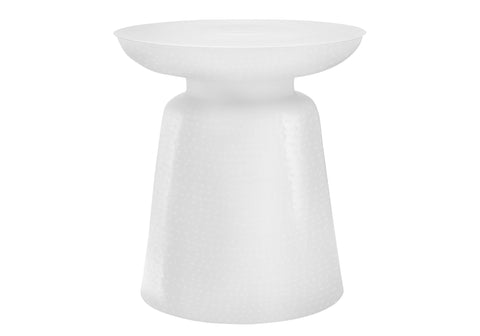 Monarch Specialties Accent Table - 22" H/White Textured Iron Metal Drum End