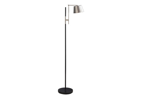 Monarch Specialties I 9693 Lighting, 65" H, Floor Lamp, Black Metal, Nickel Shade, Contemporary