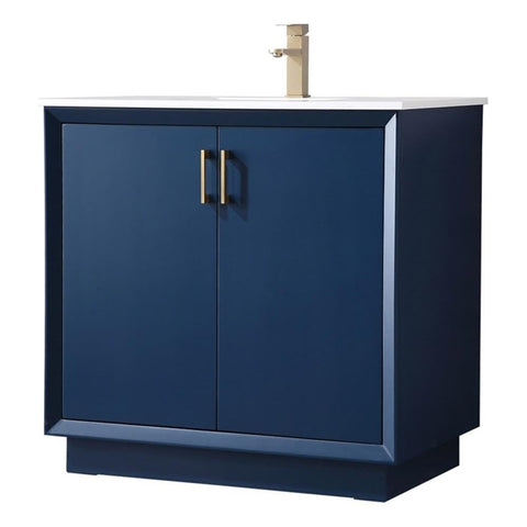 Elegant Kitchen and Bath Hayes 36" Solid Wood Single Bathroom Vanity in Blue