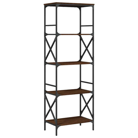 vidaXL Bookcase 5-Tier, Bookshelf Display Cabinet, Storage Book Cabinet for Office Living Room, Industrial Style, Brown Oak Engineered Wood