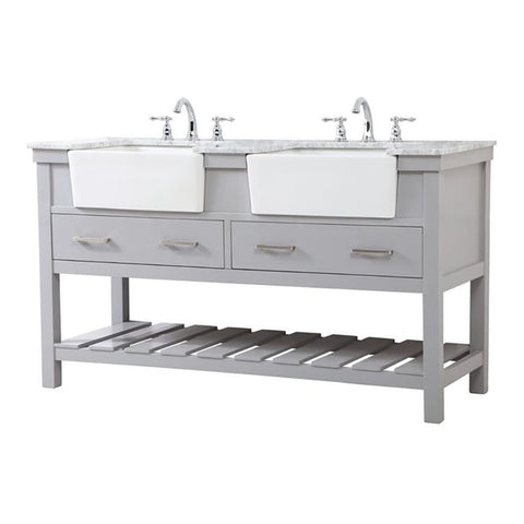 Elegant Decor Clement 60" Aluminum MDF Double Bathroom Vanity in Gray
