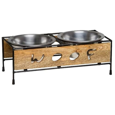 Loving Pets Black Label Woof Cut Raised Diner, Wood, 1 Pint