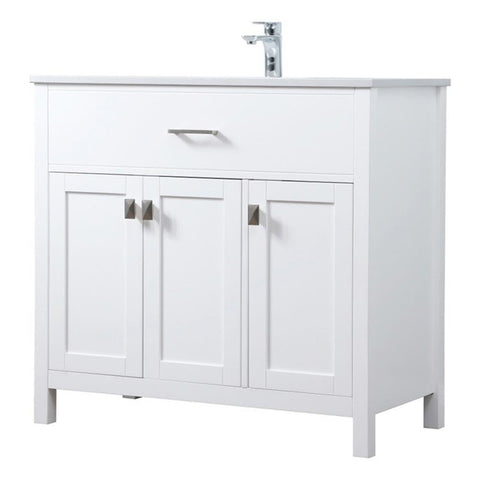 Elegant Kitchen and Bath Harrison 36" Solid Wood Single Bathroom Vanity in White