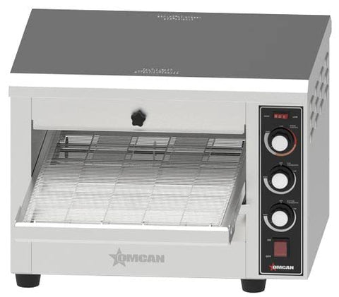 COUNTERTOP PIZZA COMMERCIAL CONVEYOR OVEN WITH 15? BELT OMCAN 48387. RECOMMENDED COOKING TIMES: 12-14” Blanched Pizza, Meat & Cheese Sandwich,Meatball, Garlic Bread, Fish (sizzle platter)