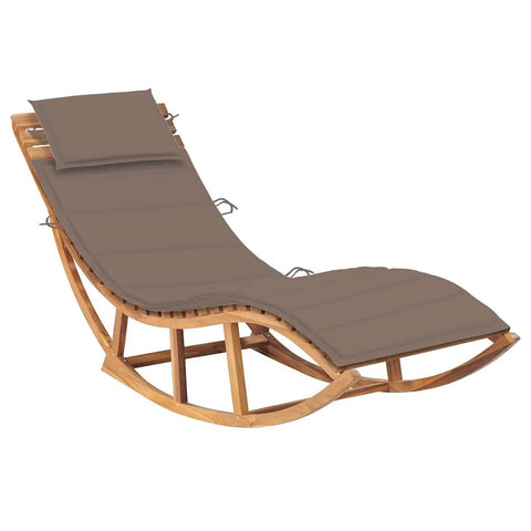 vidaXL Solid Teak Wood Rocking Sun Lounger with Cushion, Ideal for Patio, Balcony, Poolside, and Garden