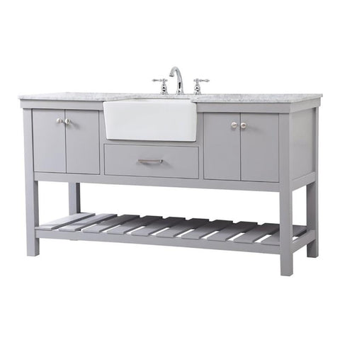 Elegant Decor Clement 60" Aluminum MDF Single Bathroom Vanity in Gray