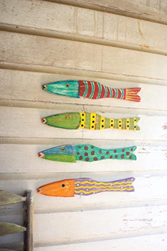 SET OF FOUR RECYCLED WOOD FOLK ART FISH